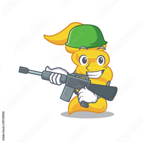 Army fusilli pasta character cartoon