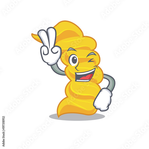 Two finger fusilli pasta character cartoon