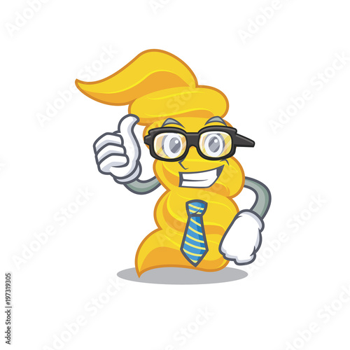 Businessman fusilli pasta character cartoon