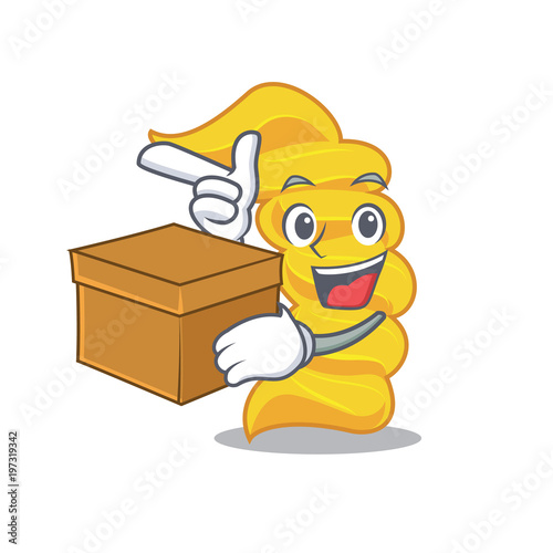With box fusilli pasta character cartoon