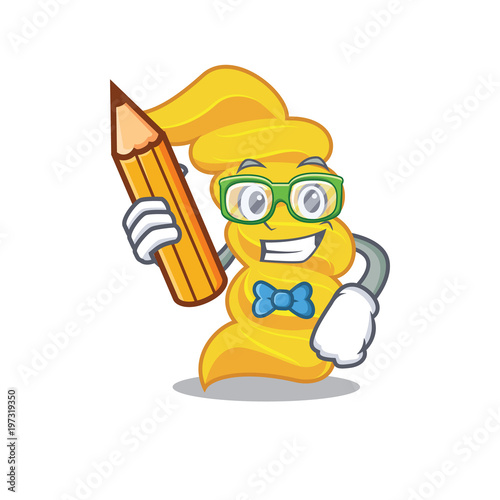 Student fusilli pasta character cartoon