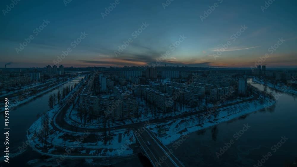 The picturesque sunset on the city background. day to night view. time lapse The picturesque sunset on the city background. day to night view. time lapse