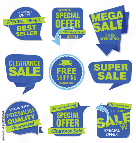 Modern sale stickers and tags colorful collection