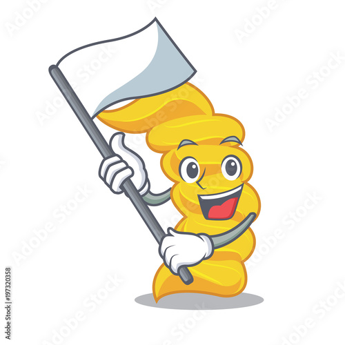With flag fusilli pasta mascot cartoon