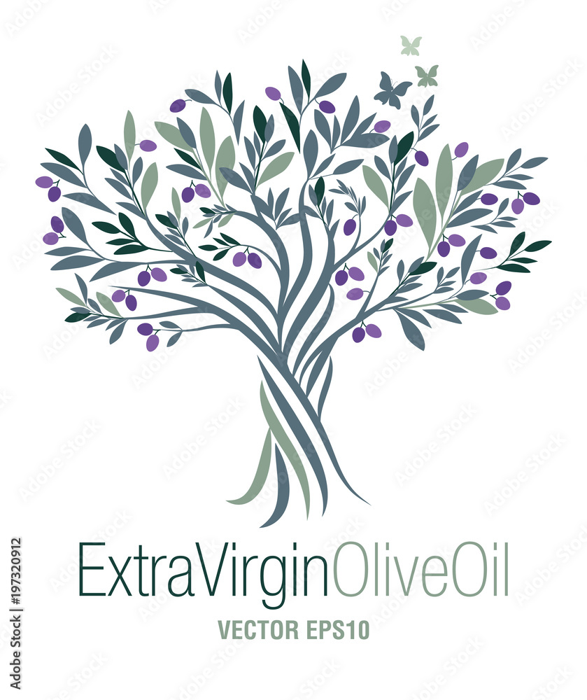 Vetor de Olive Tree. Extra virgin olive oil symbol. Symbol of culture