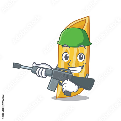 Army penne pasta character cartoon