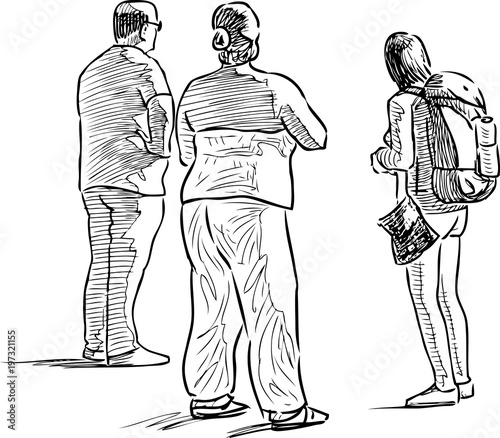 Sketch of a family of vacationers