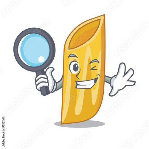 Detective penne pasta character cartoon
