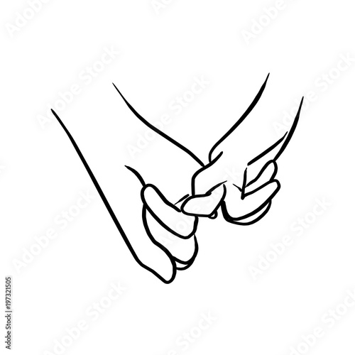 Vector illustration of two female hands hook each other little