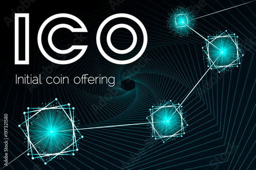 ICO initial coin offering. Cryptocurrency. Capital for start up. Vector illustration.