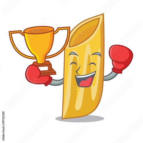 Boxing winner penne pasta character cartoon