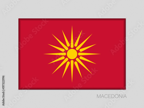 Historical Flag of Republic of Macedonia. National Ensign Aspect Ratio 2 to 3 on Gray