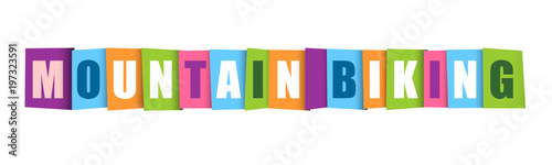 MOUNTAIN BIKING Colourful Letters Icon