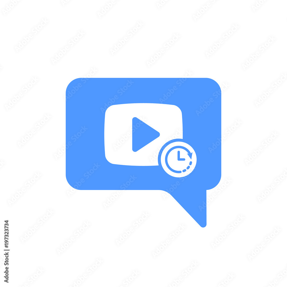 Video Chat icon with clock sign. Video Chat icon and countdown, deadline, schedule, planning symbol Video Chat icon with clock sign. Video Chat icon and countdown, deadline, schedule, planning symbol