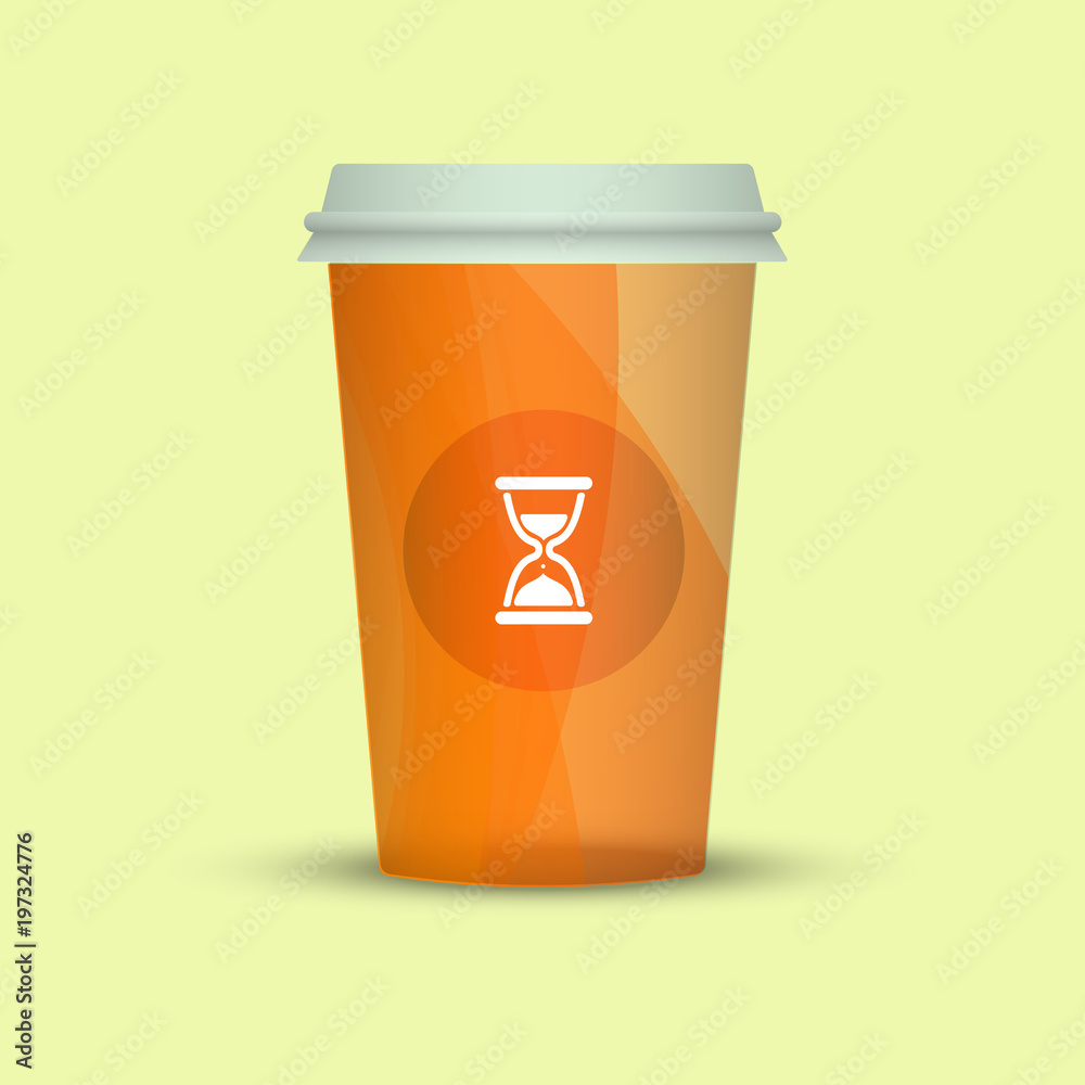 Coffee cup isolated. Coffee cup vector illustration. creative coffee with sand watch Coffee cup isolated. Coffee cup vector illustration. creative coffee with sand watch