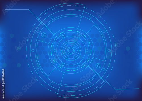 Digital technology background. Sci fi futuristic abstract background. Modern technology concept. Blue cosmic web design. Template for presentation, banner, report, poster, magazine A4 Vector AI10