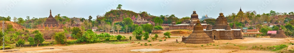 Temples in Mrauk U. Myanmar. High resolution panorama Temples in Mrauk U. Myanmar. High resolution panorama