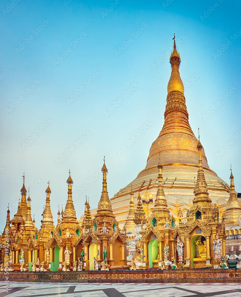 Shwedagon pagoda in Yangon. Myanmar.