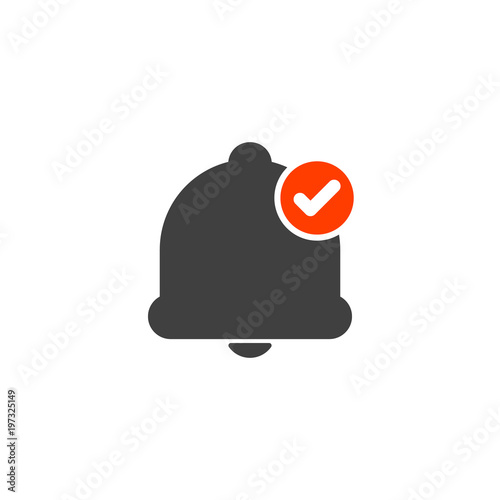 Notification icon with check sign. Notification icon and approved, confirm, done, tick, completed symbol