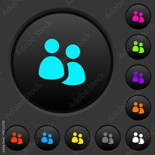 User group dark push buttons with color icons