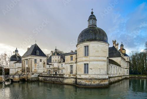 View of majestic french castle in Tanlay, Burgundy, France