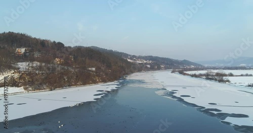Wallpaper Mural Aerial shots of river in winter, 4k Torontodigital.ca