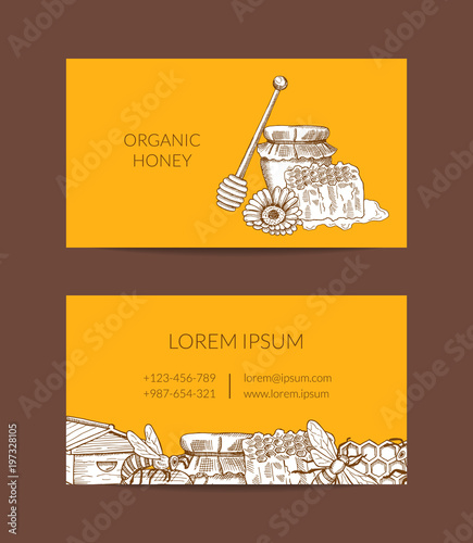 Vector business card template for honey farmer or shop photo