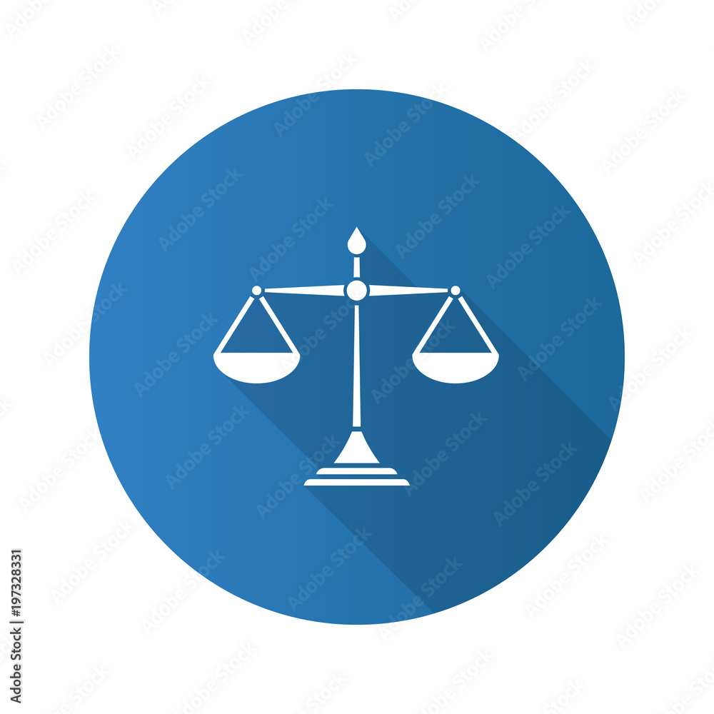 Justice scales flat design long shadow glyph icon Justice scales flat design long shadow glyph icon