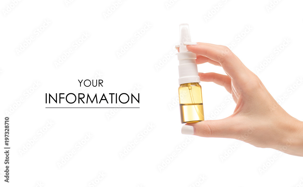 Female hands medicine nose spray pattern Female hands medicine nose spray pattern