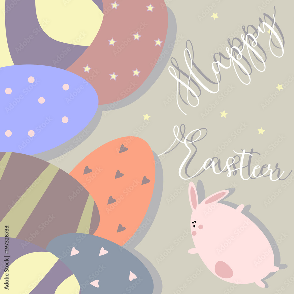 Easter bunny and Easter eggs. Vector illustration