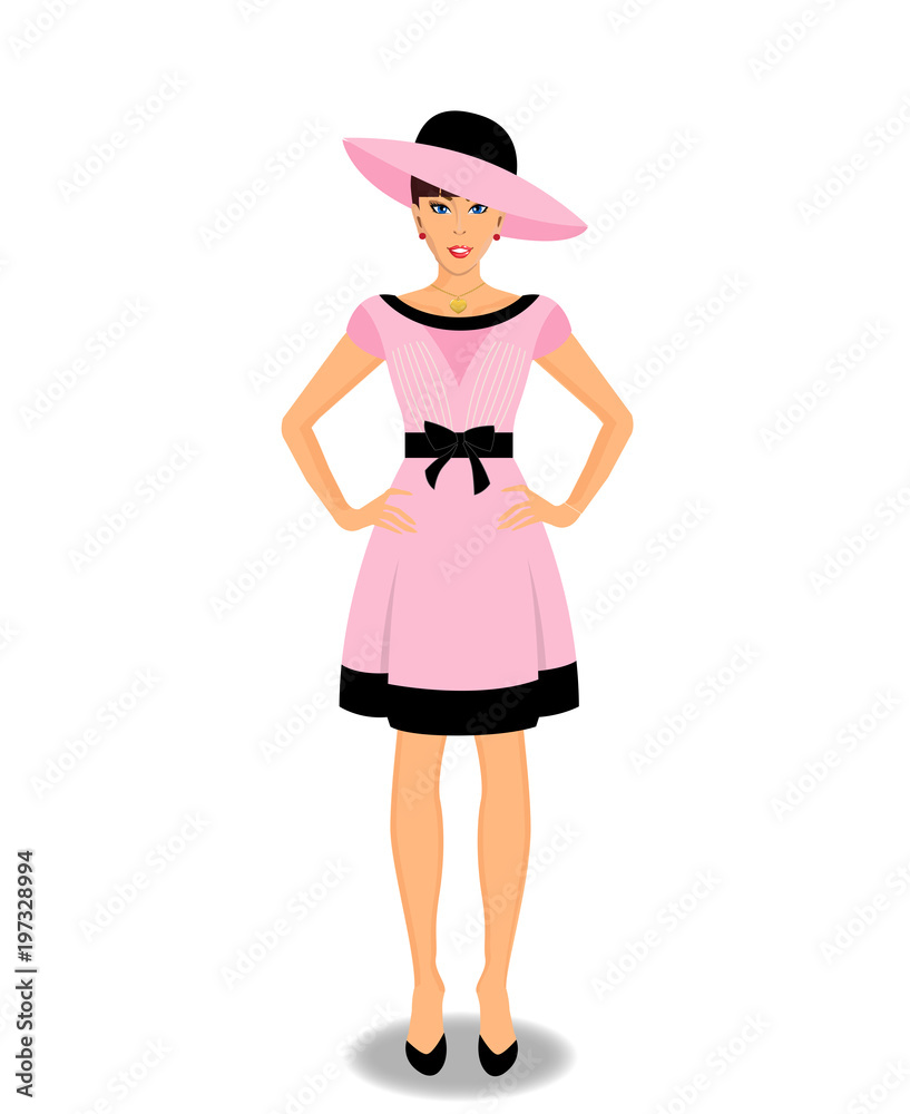 young woman cartoon character wearing pink dress young woman cartoon character wearing pink dress