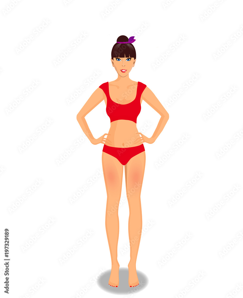 Girl wearing red underwear on transparent background. Girl wearing red underwear on transparent background.