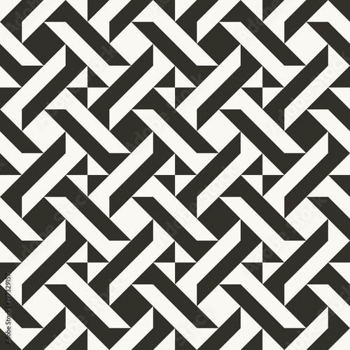 Black and white abstract geometric quilt pattern. High contrast geometric background with triangles. Simple colors - easy to recolor. Minimal background. Vector illustration.