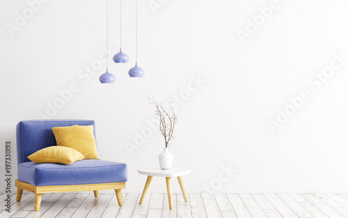 Fototapeta Naklejka Na Ścianę i Meble -  Interior with armchair, coffee table and lamps 3d rendering