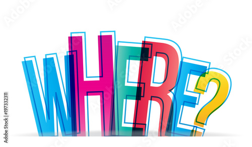 WHERE? Vector Overlapping Letters Icon