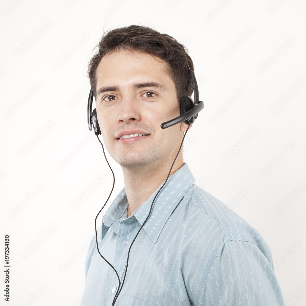 Front portrait of young man with headphones Front portrait of young man with headphones