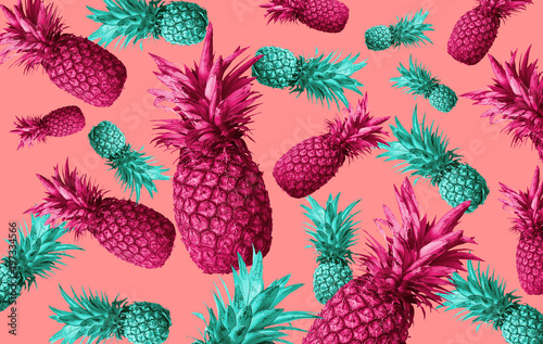 Fruit background with pineapple, watermelon