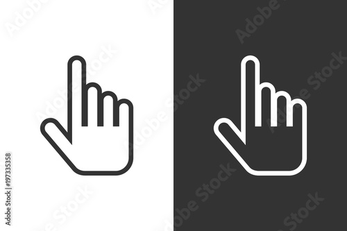 Hand cursor icon, outlined, vector illustration.