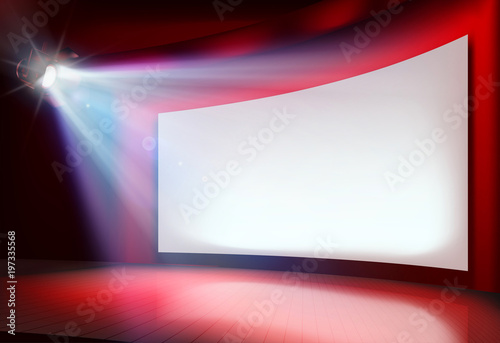 Big projection screen. Vector illustration.