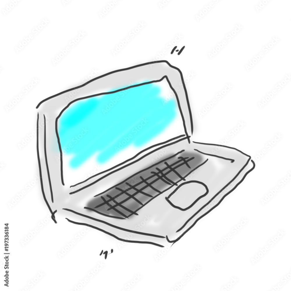 ゆるい味のある落書き風ノートパソコン へたくそなイラスト Stock イラスト Adobe Stock