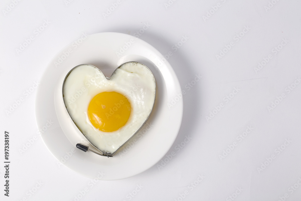 Fried egg in heart shape