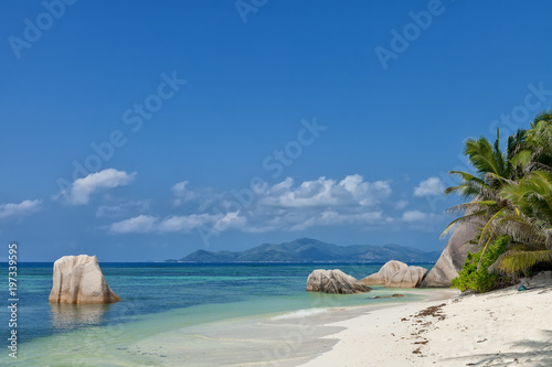 Anse Source d'Argent - granite rocks at beautiful beach on tropical island La Digue in Seychelles © Yamagiwa