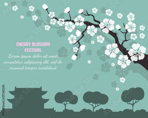 Card with cherry blossom and text.