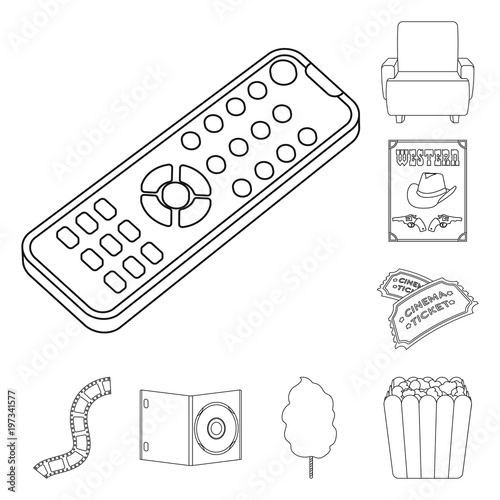 Films and cinema outline icons in set collection for design.Movies and Attributes vector symbol stock web illustration.
