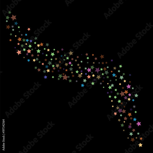 Glitter Vector Falling Stars Pattern. Carnival Festival Confetti Celebration Border. Christmas, New Year, Birthday, Music Firework. Modern Gift Voucher Glitter Vector Falling Stars Pattern.