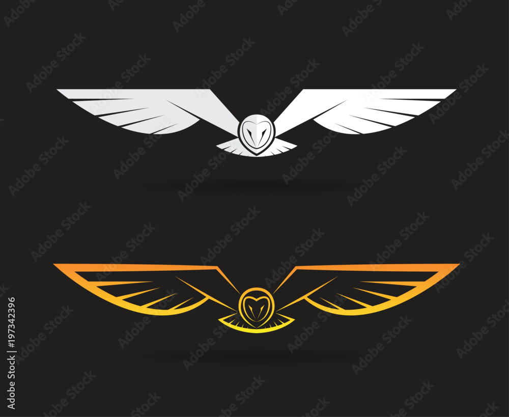 Naklejka premium Vector of an owl design on black background. Bird. Animals. Easy editable layered vector illustration.