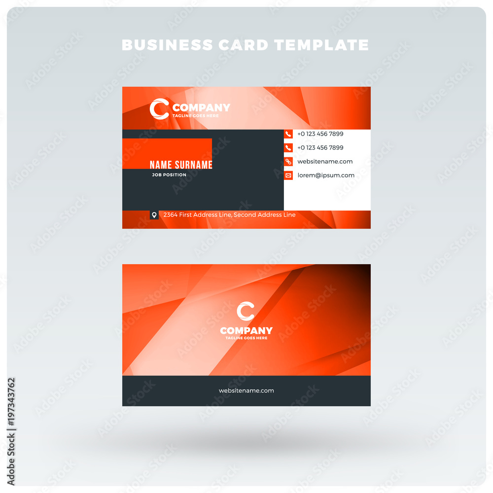 Double-sided horizontal business card template with abstract background. Vector mockup illustration. Stationery design Double-sided horizontal business card template with abstract background. Vector mockup illustration. Stationery design