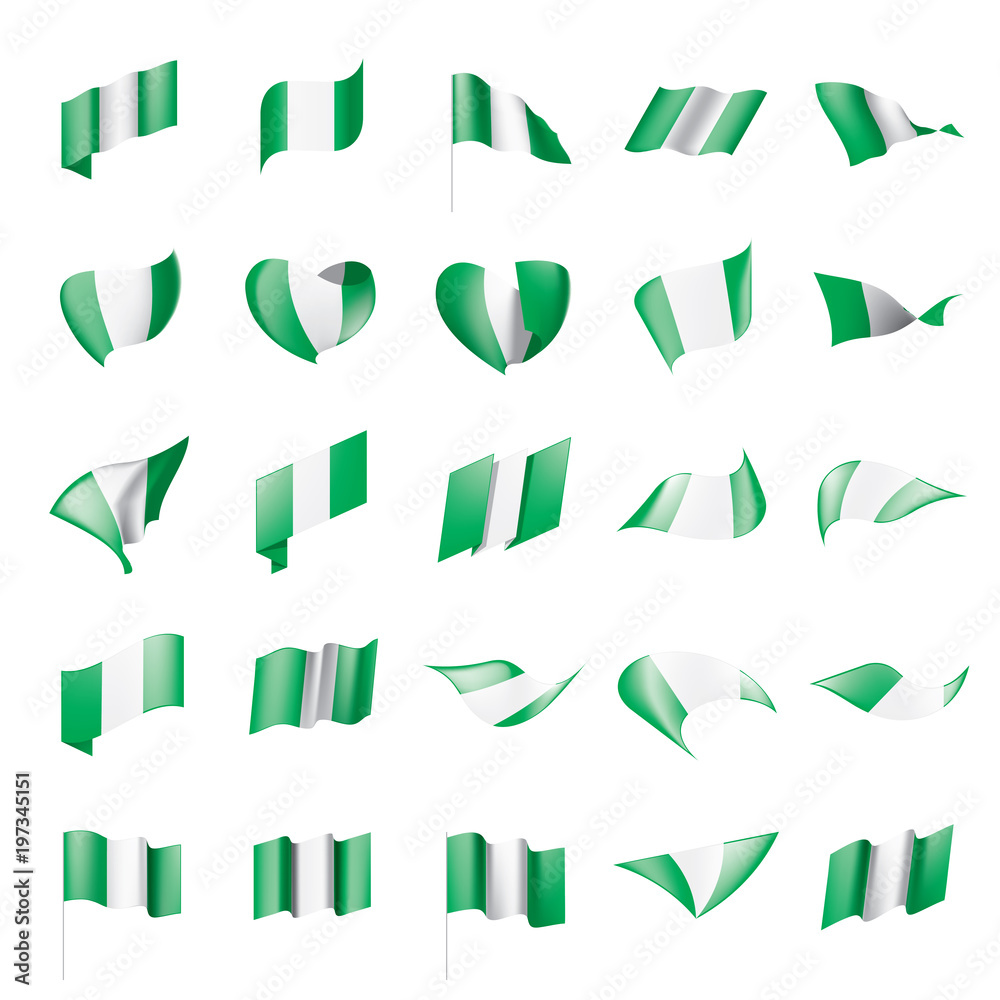 Obraz premium Nigeria flag, vector illustration