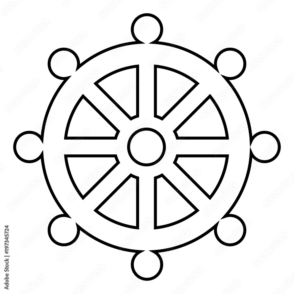 Symbol budhism wheel law religious sign icon black color illustration flat style simple image Symbol budhism wheel law religious sign icon black color illustration flat style simple image