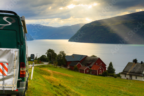 Camper car in norwegian mountains © anetlanda